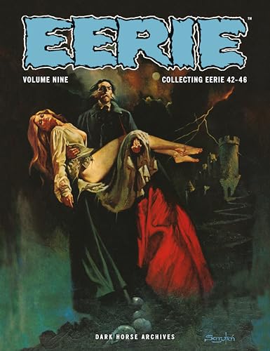 Cover of “Eerie Archives Volume 9” depicting a man carrying a woman.
