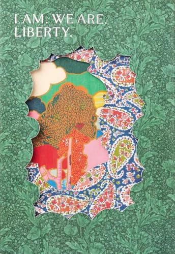 Book cover with floral patterns and torn paper effect, title "I Am. We Are. Liberty.