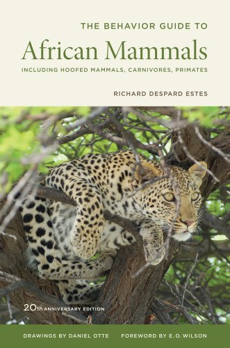 Book cover featuring a leopard resting in a tree, titled The Behavior Guide to African Mammals.