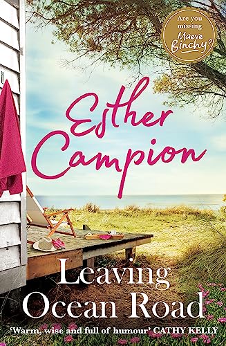 Book cover: "Leaving Ocean Road" with a coastal scene and red towel.