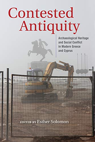 Book cover depicting archaeological site with machinery and a statue.