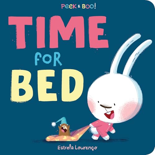 Book cover with a white bunny pulling a sleepy puppy on a blanket.