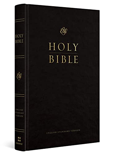 Black ESV Church Bible with gold lettering and decorative emblem.