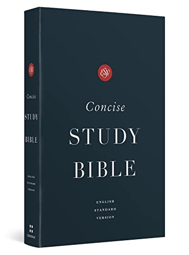 Dark blue Bible with white text reading “Concise STUDY BIBLE” and “English Standard Version.”