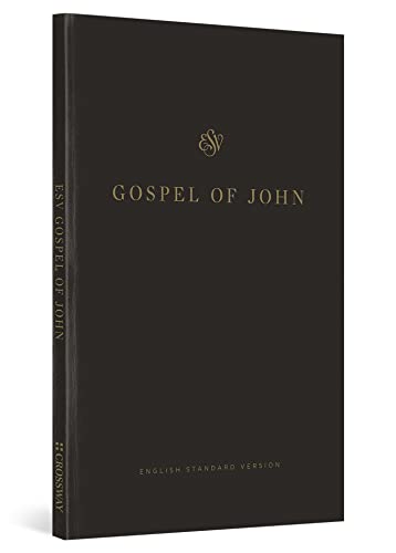 Black ESV Gospel of John book with gold text and emblem.