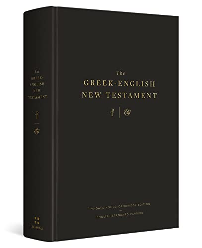 Black hardcover book titled The Greek-English New Testament with gold text on the cover.