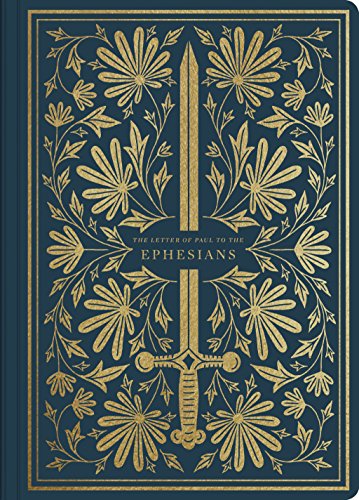Dark blue journal with gold floral design and a sword illustration.
