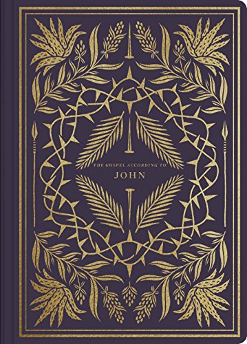 Purple book cover with gold foil crown of thorns, floral patterns, and text reading John.