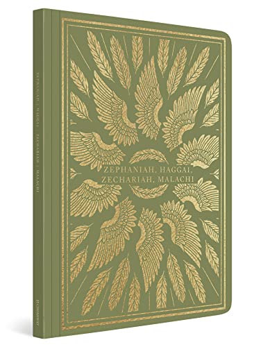 Green journal with gold feather and wing design, titled "Zephaniah.