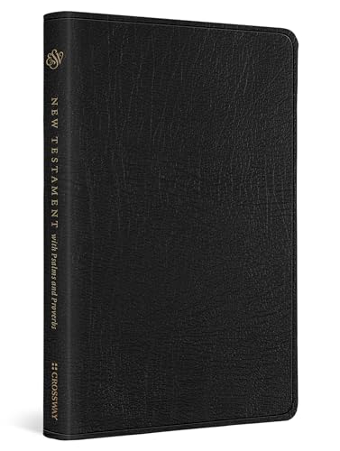 Black leather-bound book with gold text: “New Testament with Psalms and Proverbs.”