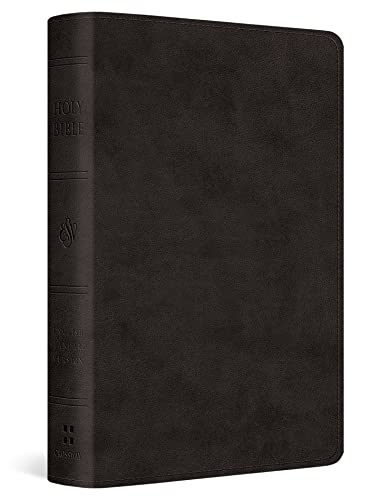 A dark brown, leather-bound pocket Bible with embossed text on the spine.