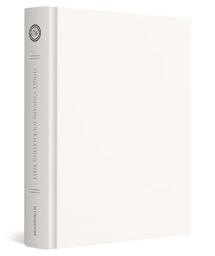 White Bible with text on spine reading “Single Column Journaling Bible.”