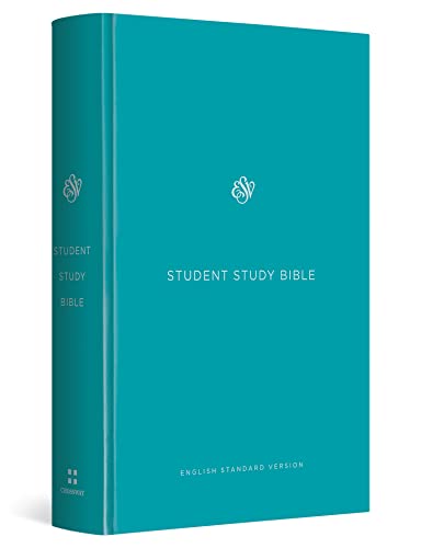 Teal hardcover Bible with “STUDENT STUDY BIBLE” embossed on the cover.