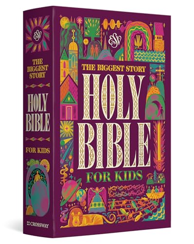 Purple children’s Bible with colorful illustrated cover and large title text.