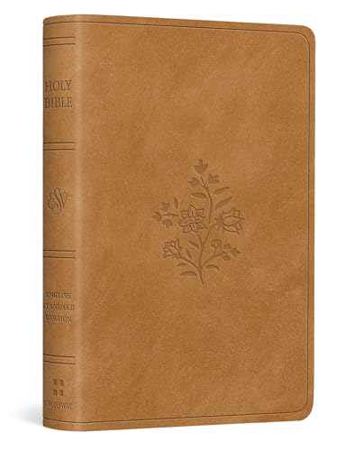 Tan leather-bound New Testament with a floral design embossed on the front cover.