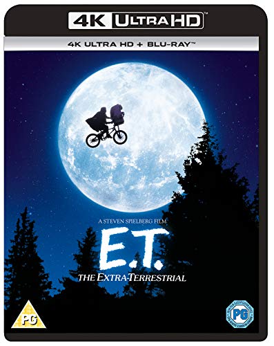 E.T. the Extra-Terrestrial 4K Ultra HD Blu-ray cover featuring a bicycle silhouette against moonlight.