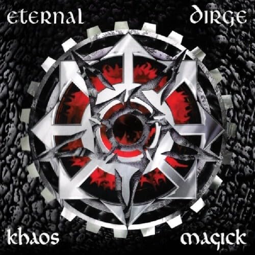 Album cover for "Eternal Dirge - Khaos Magick" with a dark, geometric design.