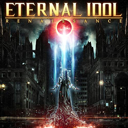 CD cover: Gothic architecture, a figure, and a glowing red orb in the sky.