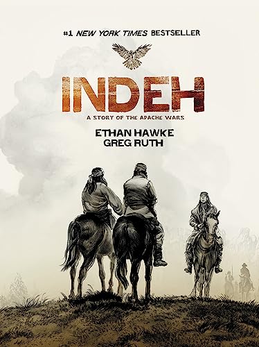 Book cover: “Indeh” depicts three figures on horseback in a sketched style.