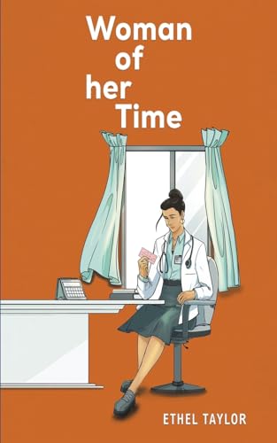 Book cover: illustrated woman in a white coat by a window.
