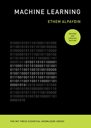 Black book cover with white text: “Machine Learning” and binary code pattern.