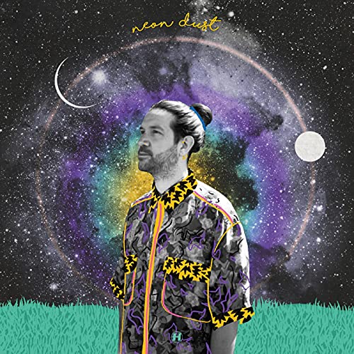 CD cover: Man’s portrait within a colorful, cosmic, star-filled background.