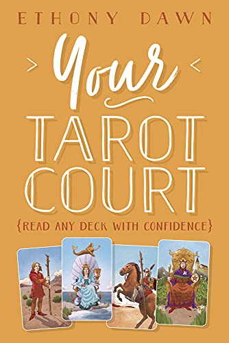 Book cover featuring tarot card imagery and gold lettering: "Your Tarot Court.