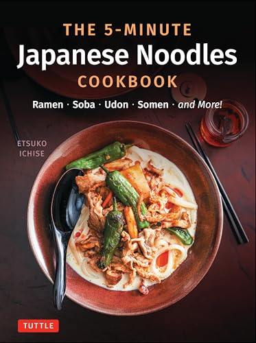 Cookbook cover featuring a bowl of Japanese noodles with peppers and a black spoon.
