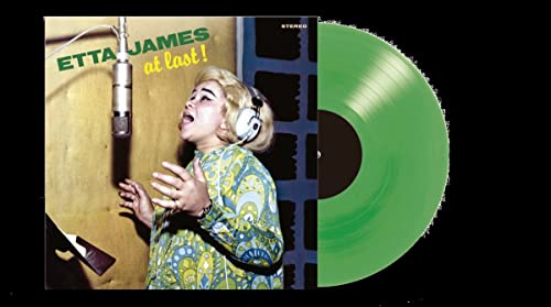Etta James At Last album cover next to a green vinyl record.