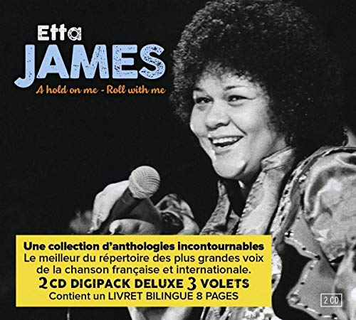 "Etta James CD cover featuring a black-and-white photo of Etta James holding a microphone."
