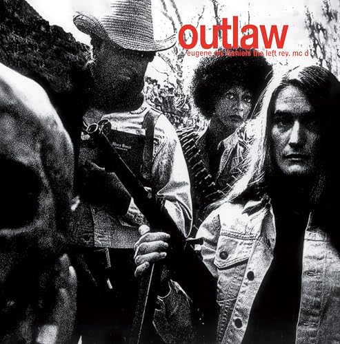 Black and white album cover featuring three people and a skull.