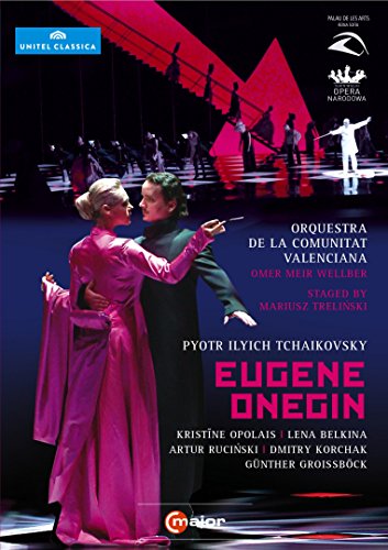 DVD cover for Tchaikovsky’s “Eugene Onegin” opera, featuring performers in costume.