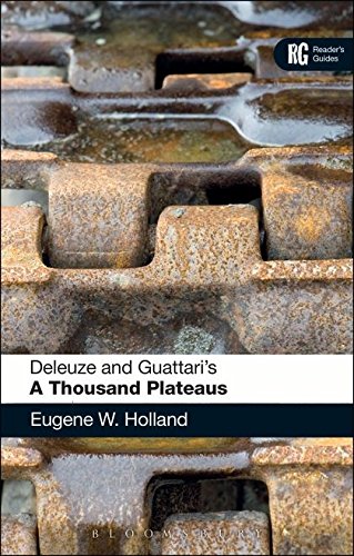 Book cover: “Deleuze and Guattari’s ‘A Thousand Plateaus’” with rusty tracks.