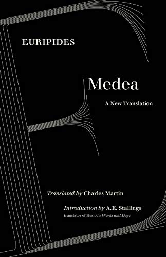 Black book cover with white lines and the title "Medea: A New Translation".