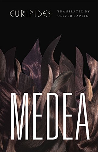 Book cover for "Medea" by Euripides with abstract, dark floral imagery.