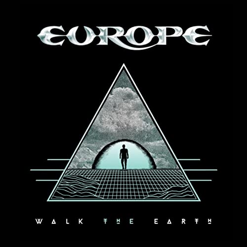 Europe's "Walk The Earth" CD cover: triangle with figure and cloudy sky.