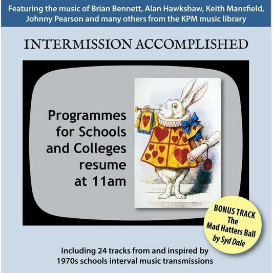 CD cover: rabbit in a jacket playing a trumpet, text about school programs.