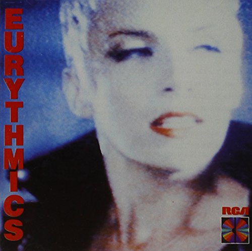 Eurythmics album cover: close-up of Annie Lennox with red text and logo.