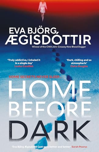 Book cover for Home Before Dark showing a figure walking across a snowy landscape.