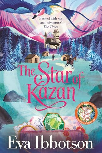 Book cover featuring a bird, a castle, and a green gem in the foreground.