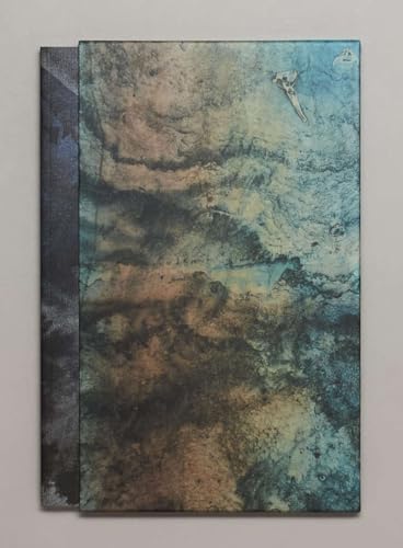 Book cover with abstract textured blue, brown, and green paint.