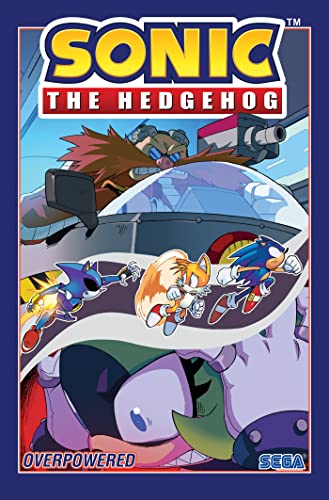Sonic, Tails, and Knuckles speeding past a robotic enemy on a comic cover.