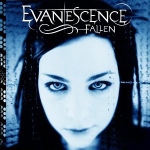 Album cover for Evanescence’s “Fallen” featuring a woman’s face in blue tones.