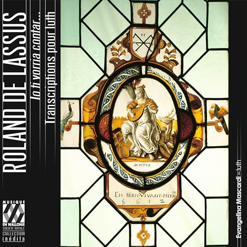 CD cover featuring a Renaissance-style stained glass window with a lute player.