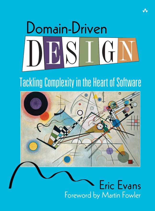 Book cover: "Domain-Driven Design" by Eric Evans, with abstract art.