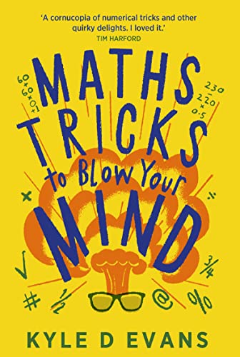 Book cover with bold text, explosion graphic, and glasses illustration.