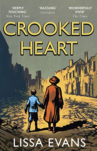 Book cover: woman and child walking amidst rubble, post-war setting.