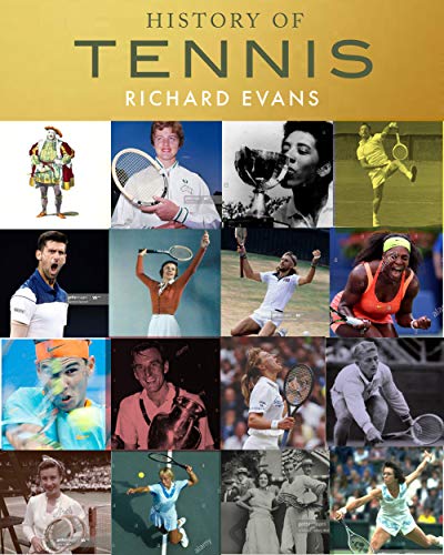 Book cover featuring a collage of famous tennis players throughout history.