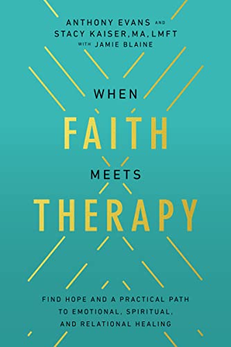 Book cover with teal background and gold text: "When Faith Meets Therapy".