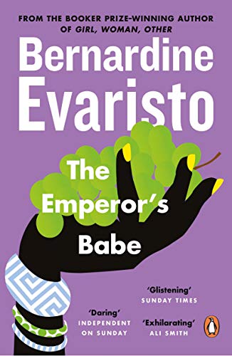 Book cover: purple background, dark hand holding green fruit, title text.